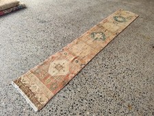 Tapete de corredor turco vintage 2x10,5 pés feito à mão lã geométrico vermelho verde comprar usado  Enviando para Brazil