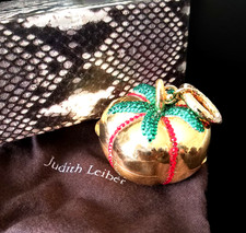 Pastillero Judith Leiber dorado y con bisagras de tomate con joyas segunda mano  Embacar hacia Mexico