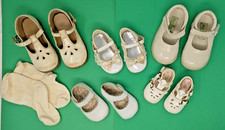 Lote de 5 sapatos de bebê vintage estilo Mary Jane cor branca couro envernizado tamanhos 0-5 comprar usado  Enviando para Brazil