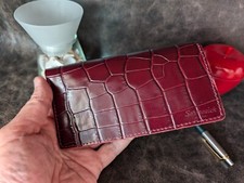 Carteira de Couro Italiana Genuína, Pasta Carteira com Zíper Bordô, Bolsa Feita à Mão comprar usado  Enviando para Brazil