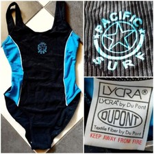 Maiô esportivo de náilon vintage LYCRA by DU PONT "PACIFIC SURF" tamanho 12, usado comprar usado  Enviando para Brazil