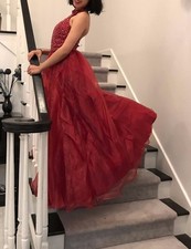 Vestido de baile novo em folha Beading Halter vinho longo vestido de formatura , usado comprar usado  Enviando para Brazil