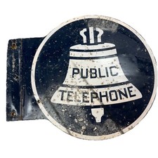 Placa de flange de metal original vintage dupla face sino telefone público 20"" comprar usado  Enviando para Brazil