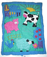 NOVO Edredom Cuddle Me Farm Celeiro Animal Bebê Cobertor Porco Vaca Ovelha Galinha Anos 90, usado comprar usado  Enviando para Brazil