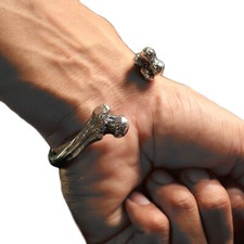 pulseira de motociclista bone prata esterlina 925 feita à mão caveira gótica punk heavy metal masculina comprar usado  Enviando para Brazil
