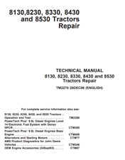 MANUAL DE REPARO DE TRATOR JOHN DEERE 8130 8230 8330 8430 8530 TM2270 comprar usado  Enviando para Brazil