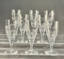 6 floral etched wine glasses for sale  Aurora