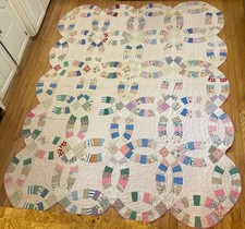 Anel de casamento duplo vintage colcha feita à mão 68 X 89 cortador Ozarks antigo comprar usado  Enviando para Brazil
