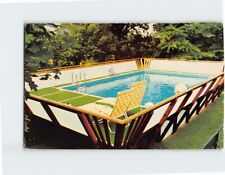 Cartão postal piscina acima do solo com deck e cadeiras de gramado comprar usado  Enviando para Brazil