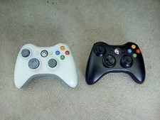 2x Oficjalne kontrolery Microsoft Xbox 360 Bezprzewodowy podkładka do gier czarno-biały W bardzo dobrym stanie na sprzedaż  Wysyłka do Poland
