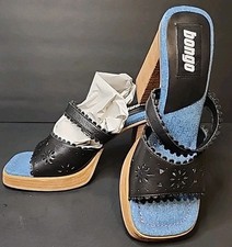 Antigo Y2K Bongo Salto Plataforma Feminino Tamanho 9.5 Novo com etiquetas Couro Preto E Jeans..., usado comprar usado  Enviando para Brazil