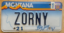 PLACA DE LICENÇA DE VAIDADE MONTANA "ZORNY" MT SONGS ZORNY HORNY comprar usado  Enviando para Brazil