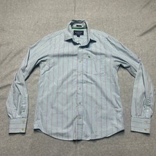 Usado, Camisa masculina Abercrombie & Fitch listrada azul grande ajuste muscular botão para cima casual comprar usado  Enviando para Brazil