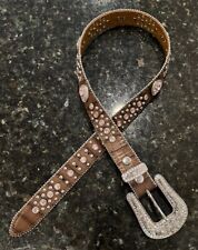 Cinto Nocona Feminino Menina Coração Rosa Concho Mocha Couro de Crocodilo N4425202 25-29” Novo sem etiquetas comprar usado  Enviando para Brazil