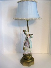 Abajur vintage vitoriano Lady Boudoir/Sotaque 20" com abajur de seda azul pálido comprar usado  Enviando para Brazil