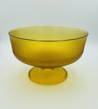 Vintage MCM Vidro Âmbar Linhas Verticais Casca de Árvore 10" Pedestal Frutas Console Tigela comprar usado  Enviando para Brazil