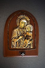 Matka Boska z Dzieciątkiem - przedwojenna stara ikona na sprzedaż  PL