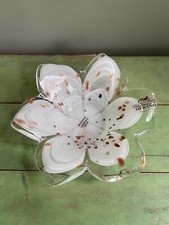 Murano Art Glass Flower Shape Bowl White With Copper Color Glitter comprar usado Murano Art Glass Flower Shape Bowl White With Copper Color Glitter comprar usado  Enviando para Brazil