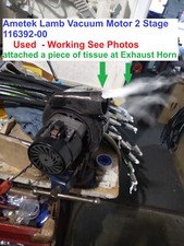 Soplador de motor de vacío Ametek Lamb 116392-00, 2 etapas 1 velocidades usado mostrando funcionando segunda mano  Embacar hacia Mexico
