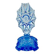 Frasco de perfume antigo azul ART DECO corte cristal vidro tcheco rolha de diamante 7,5 comprar usado  Enviando para Brazil