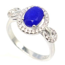 Anéis femininos de prata de casamento 5,5 safira azul real atraentes CZ comprar usado  Enviando para Brazil