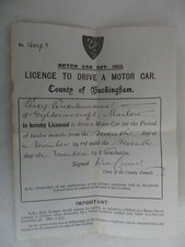 1914 driver licence for sale  NOTTINGHAM