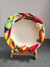 Plato de cerámica pintado a mano con frío y ajo 3D único 31 cm de ancho segunda mano  Embacar hacia Mexico