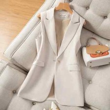 Novo Colete Casual Office Lady Clássico Bolso Solto Colete Feminino Fino Sem Mangas, usado comprar usado  Enviando para Brazil