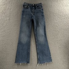 Jeans feminino Zara azul tamanho 0 cintura média bainha crua jeans stretch mistura de algodão comprar usado  Enviando para Brazil