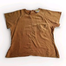 Blusa de seda vintage anos 90 tamanho M marrom caramelo quente manga curta por HEPBURN, usado comprar usado  Enviando para Brazil