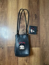Bolsa de mão Betty Boop pequena de couro preta 1995 com carteira comprar usado  Enviando para Brazil