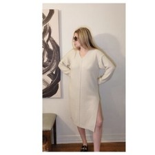 WILFRED Feminino GRÁTIS Suéter Relaxado Decote V Desleixado Chenille Suéter Vestido Creme P comprar usado  Enviando para Brazil