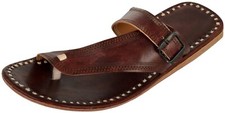 Sandalias con hebilla de cuero marrón genuino para hombre zapatillas hechas a mano zapatos informales indios segunda mano  Embacar hacia Mexico