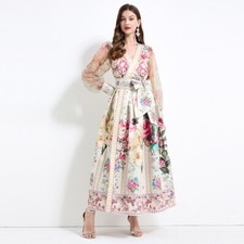 Usado, Novo vestido da moda feminino estampado de malha europeu decote em V atacado de fábrica 2025 comprar usado  Enviando para Brazil