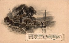 Cartão postal A Merry Christmas Waterside Cabin Boat publicado 1912 vintage PC M2637 comprar usado  Enviando para Brazil