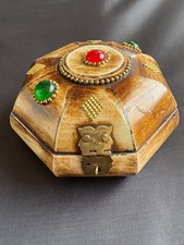 Caixa de bugigangas de joias artesanais feita à mão madeira, latão, caixa de vidro formato hexágono, usado comprar usado Caixa de bugigangas de joias artesanais feita à mão madeira, latão, caixa de vidro formato hexágono, usado comprar usado  Enviando para Brazil