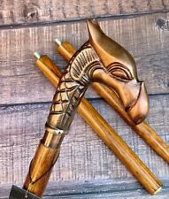 Cabeça de dragão designer estilo antigo cabo de madeira bengala feita à mão antiga comprar usado  Enviando para Brazil