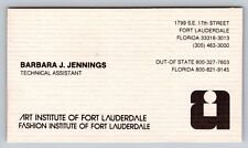 Cartão de visita década de 1970 1980 ART Institute of Ft Lauderdale FL versão 8 vintage comprar usado  Enviando para Brazil