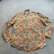 Camisa masculina Tommy Hilfiger estampa de brasão universitário L multicolorida com botões Preppy comprar usado  Enviando para Brazil