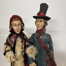 Casal de patinação no gelo vintage esculpido em madeira vitoriano Natal casal 18"" comprar usado  Enviando para Brazil
