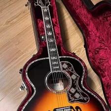 Guitarra acústica toda de madeira maciça Sunburst abeto jacarandá jumbo incrustação Abalone comprar usado  Enviando para Brazil