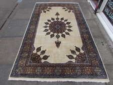 Usado, Vintage Worn Hecho a Mano Tradicional Oriental Lana Blanco Azul Marrón Tapete comprar usado  Enviando para Brazil
