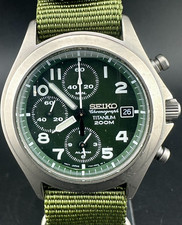 Seiko cronógrafo estilo militar masculino mostrador verde data 39mm quartzo 7T62-0BZ0 comprar usado  Enviando para Brazil