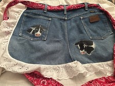 Avental de babados Wrangler Western denim pintado à mão detalhes de vaca OSFM comprar usado  Enviando para Brazil