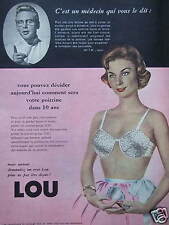 Używany, PUBLICITÉ DE PRESSE 1958 LOU SOUTIEN-GORGE DÉCIDER COMMENT SERA VOTRE POITRINE na sprzedaż  Wysyłka do Poland