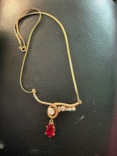 Lindo colar vermelho rubi espinélio e cristal banhado a ouro 18” comprar usado  Enviando para Brazil