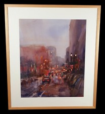 Modernist watercolor cityscape for sale  USA