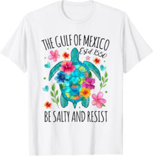 Camiseta Feminina Golfo do México Estd 1550 Tartaruga Be Salty And Resist comprar usado  Enviando para Brazil