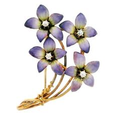 Broche antigo Art Nouveau diamante e gradiente esmalte lavanda buquê de flores comprar usado  Enviando para Brazil