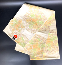 Usado, Cinto Kimono Japonês Fukuro Obi Floral Arabesco Dourado Cor Creme Nova Etiqueta comprar usado  Enviando para Brazil